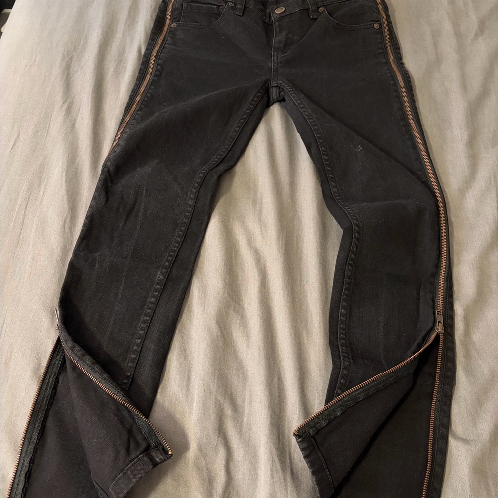 free people low rise vintage black zipper flared jean sz27